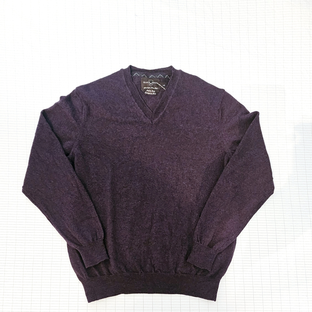100% Merino Wool Men's Deep Purple V-Neck Sweater